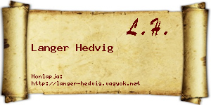 Langer Hedvig névjegykártya